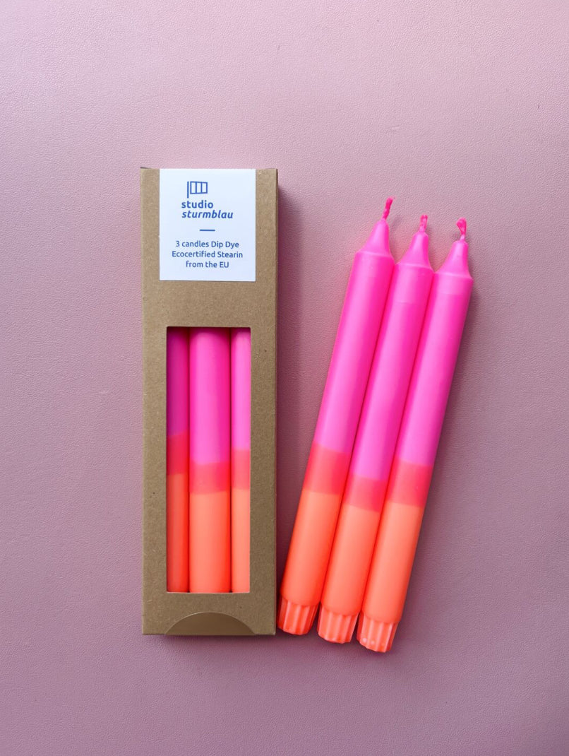 Lot de 3 grands bâtons de bougie Dip Dye