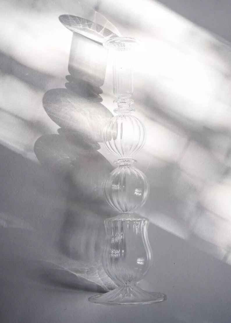 Portavelas artesanal en vidrio soplado reciclado cylindrique - Marly