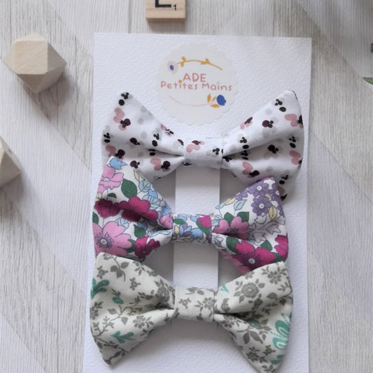 Lot de 3 grandes pinces à cheveux en coton