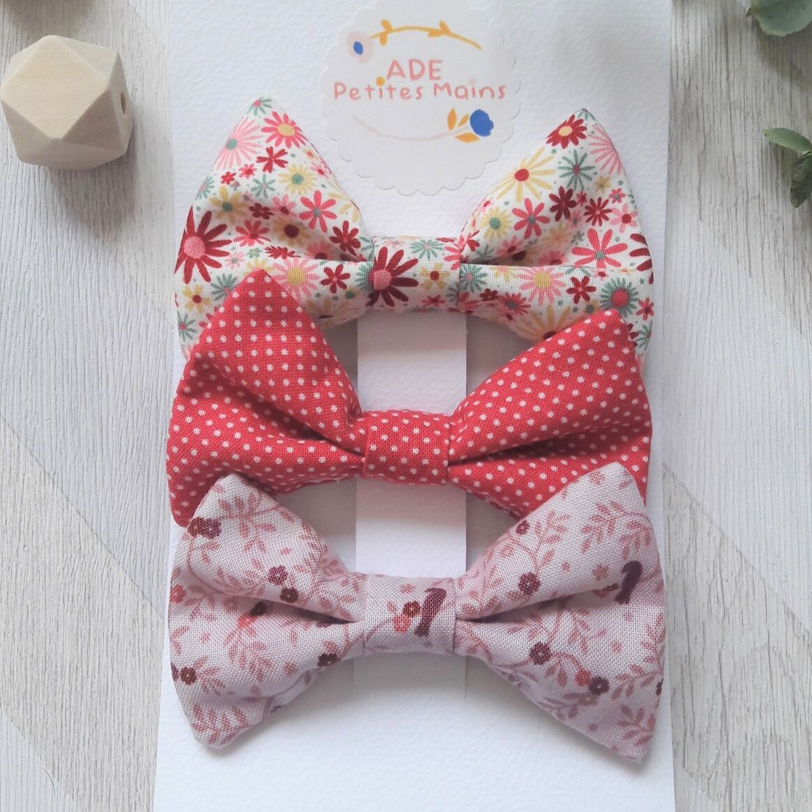 Lot de 3 grandes pinces à cheveux en coton