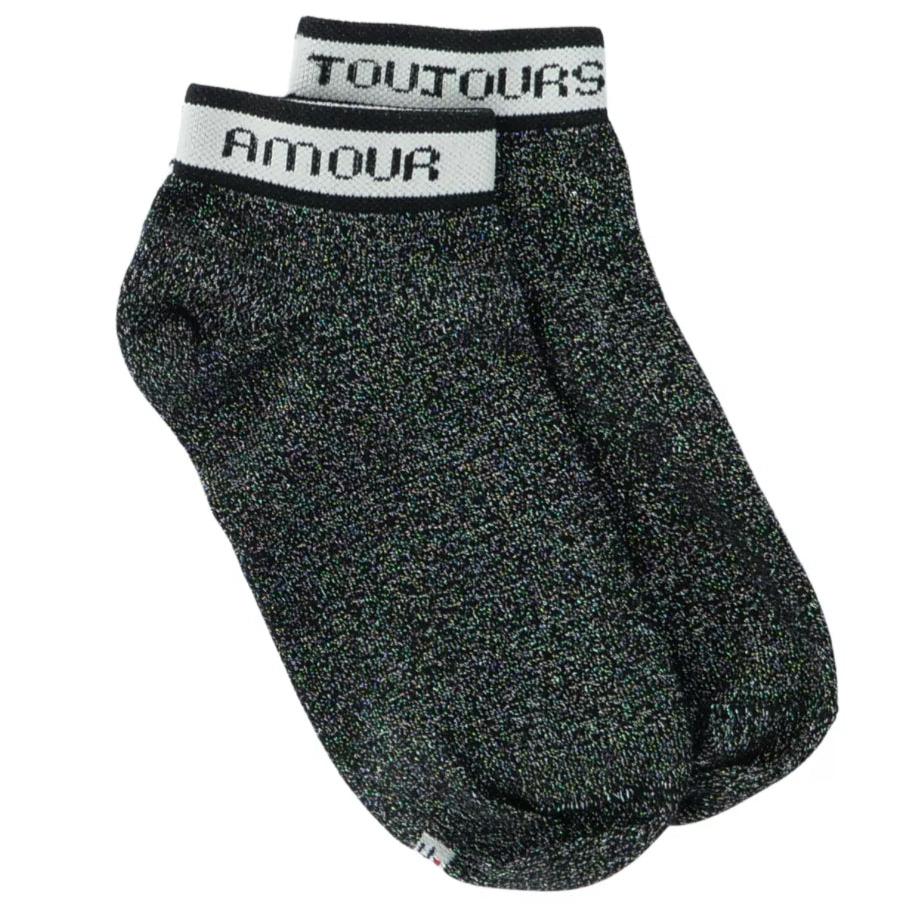 Chaussettes femme coton bio lurex - Justine l'Amour en Noir
