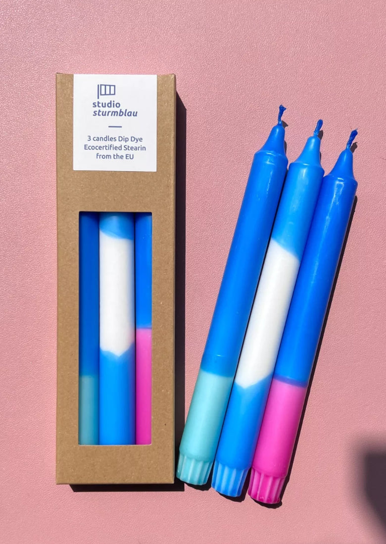 Lot de 3 grands bâtons de bougie Dip Dye