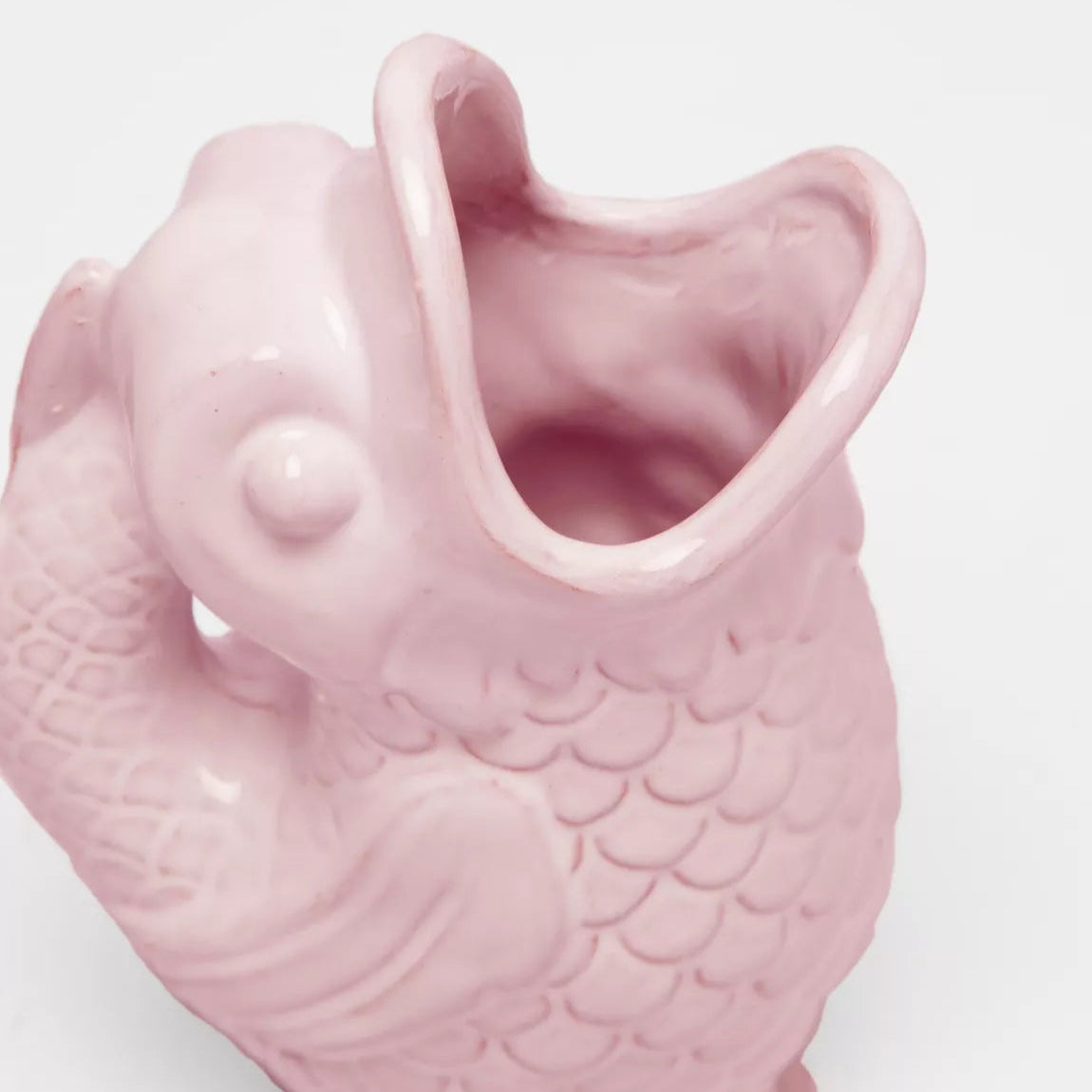 Ceramic Pink Fish Vase Mouth Angle