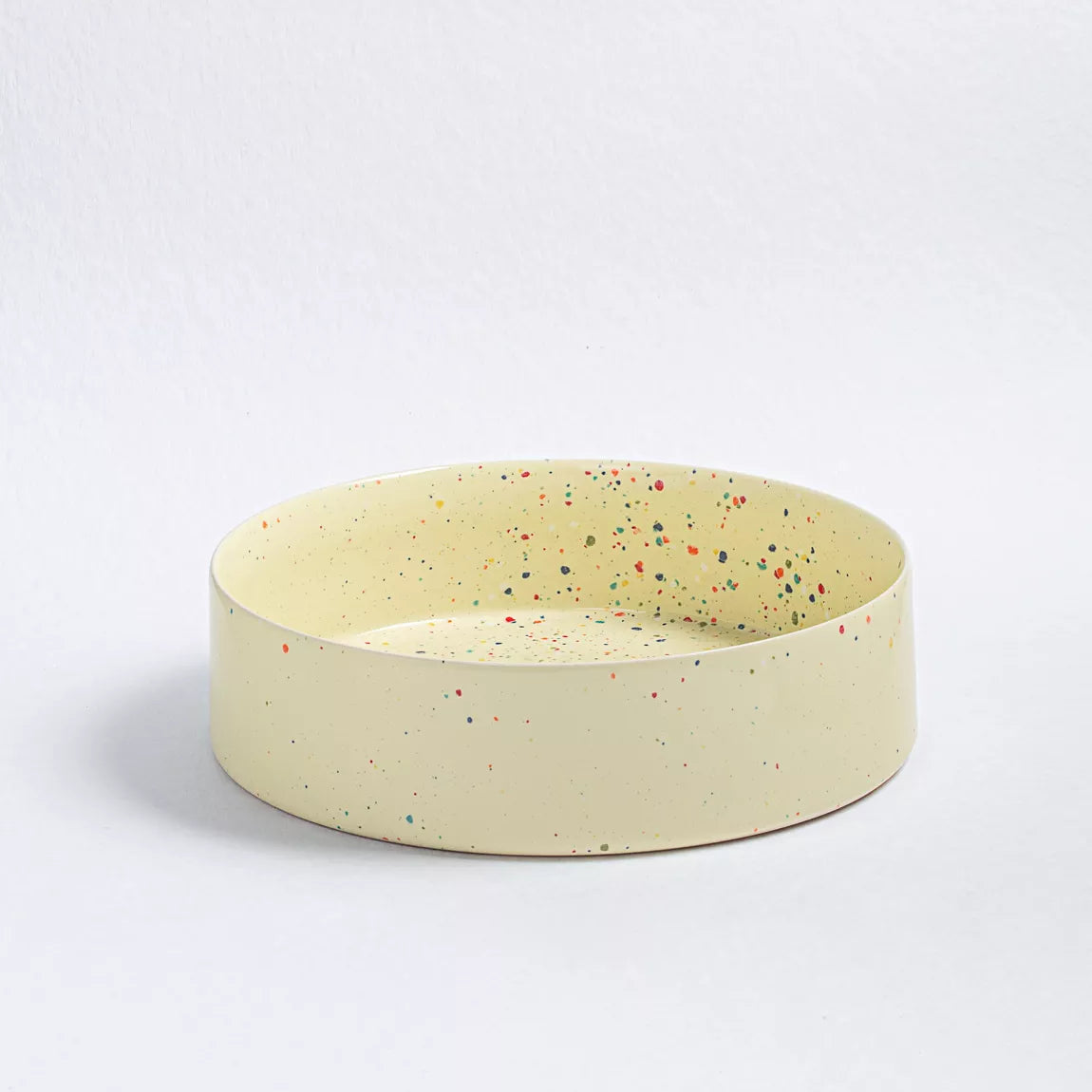 Ceramic Serving Bowl Yellow with colorful dots