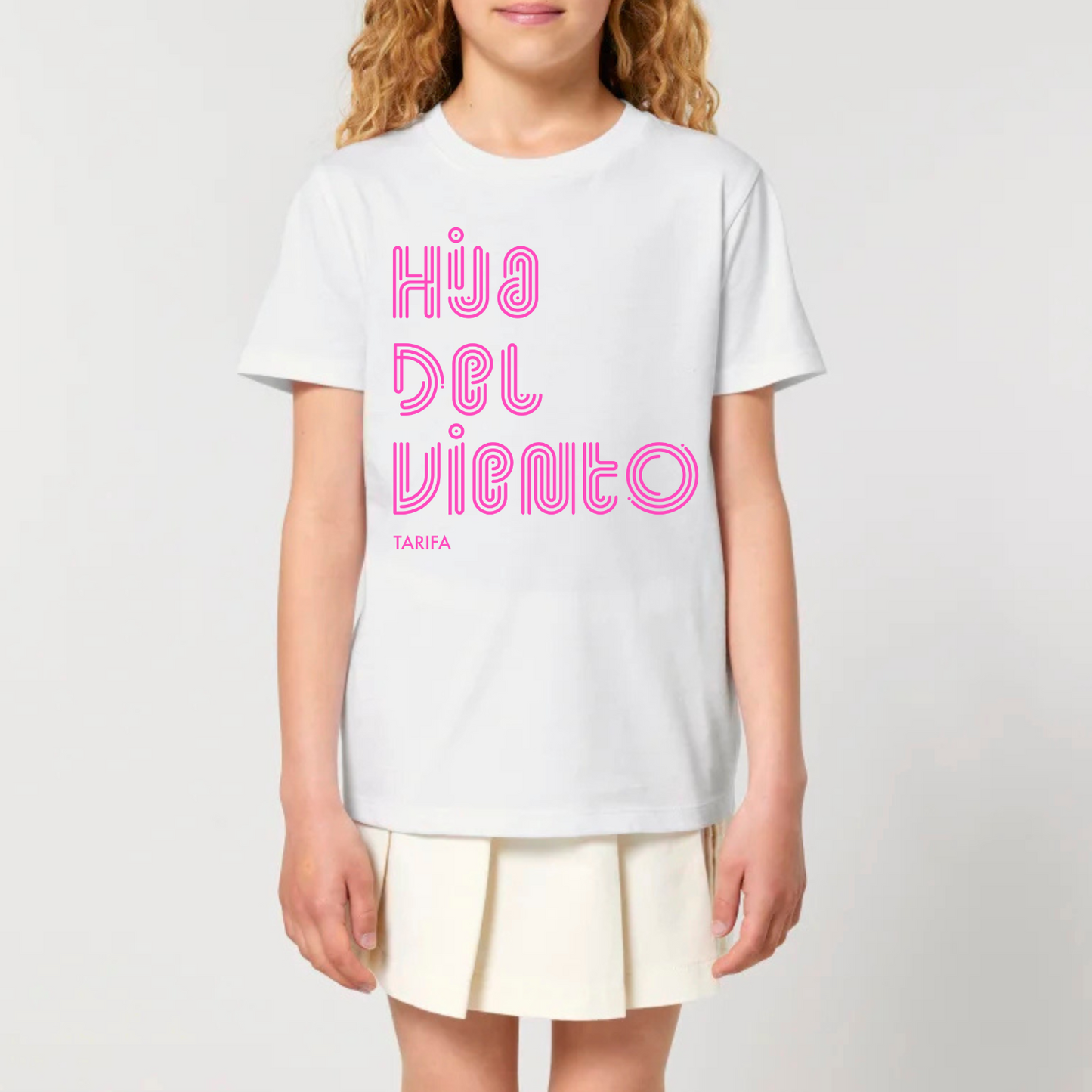 Organic White Kid T-shirt Hija del Viento Inscription