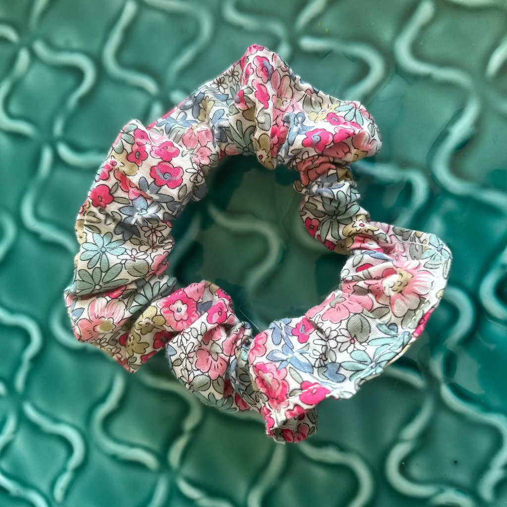 Pink Flower Liberty Hair Scrunchy