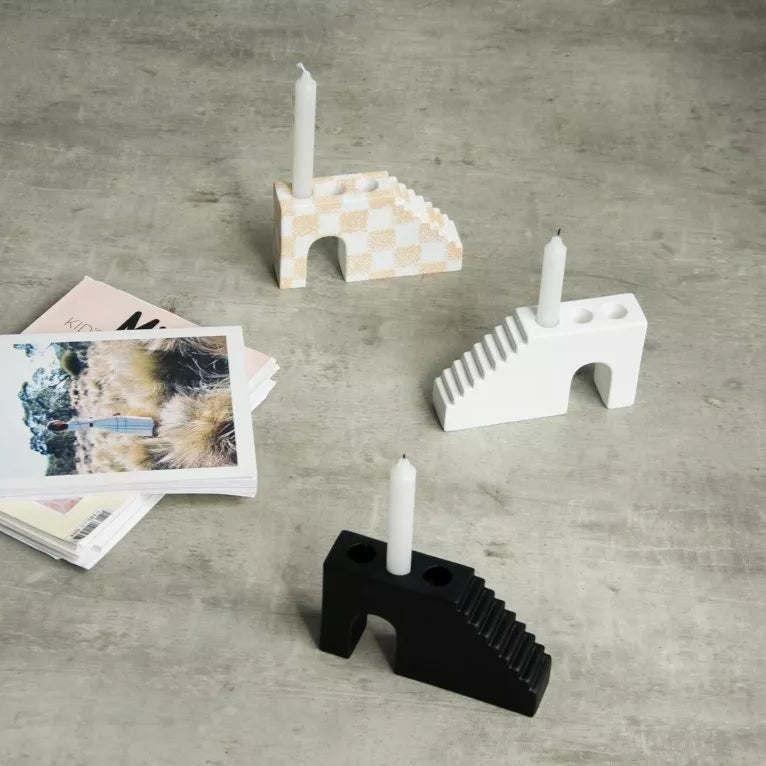 candle holder stairs design white and black