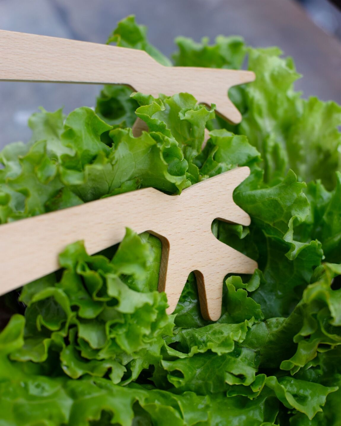 Salad cutlery in oiled solid beech wood