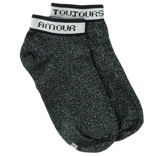 Chaussettes femme coton bio lurex - Justine l'Amour en Noir 