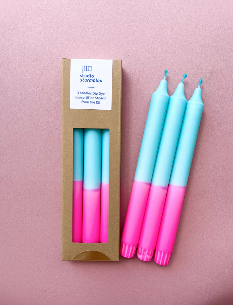 Pack of 3 large Dip Dye candle stick