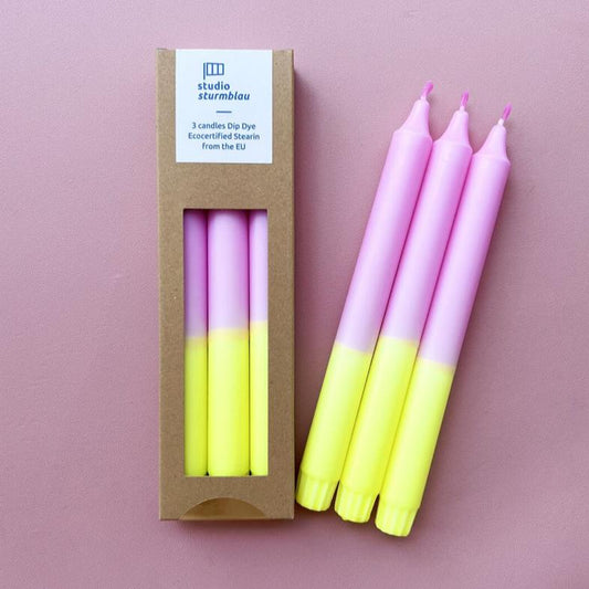 Pack of 3 large Dip Dye candle stick