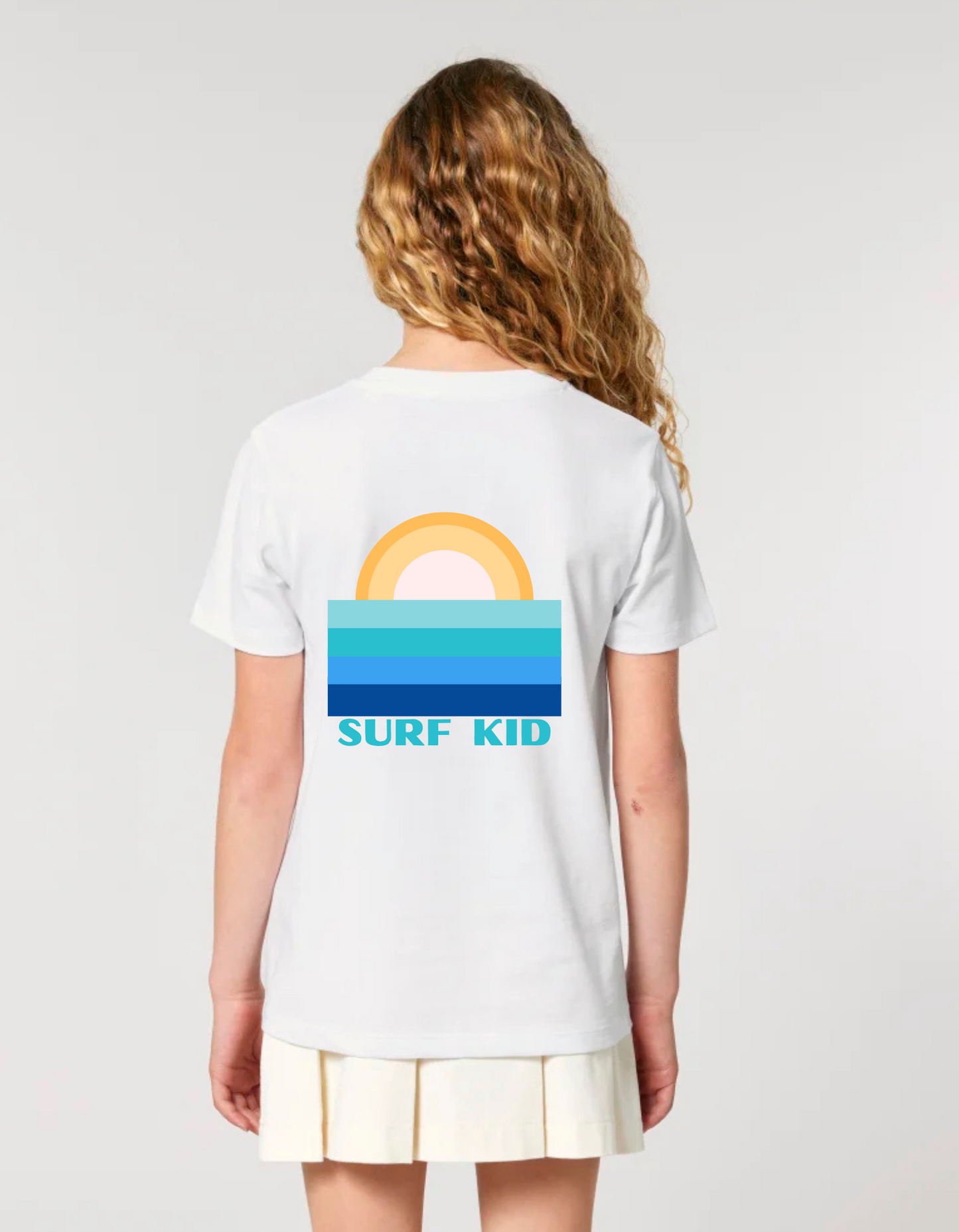 White organic t-shirt Kids Surf Kid Pattern