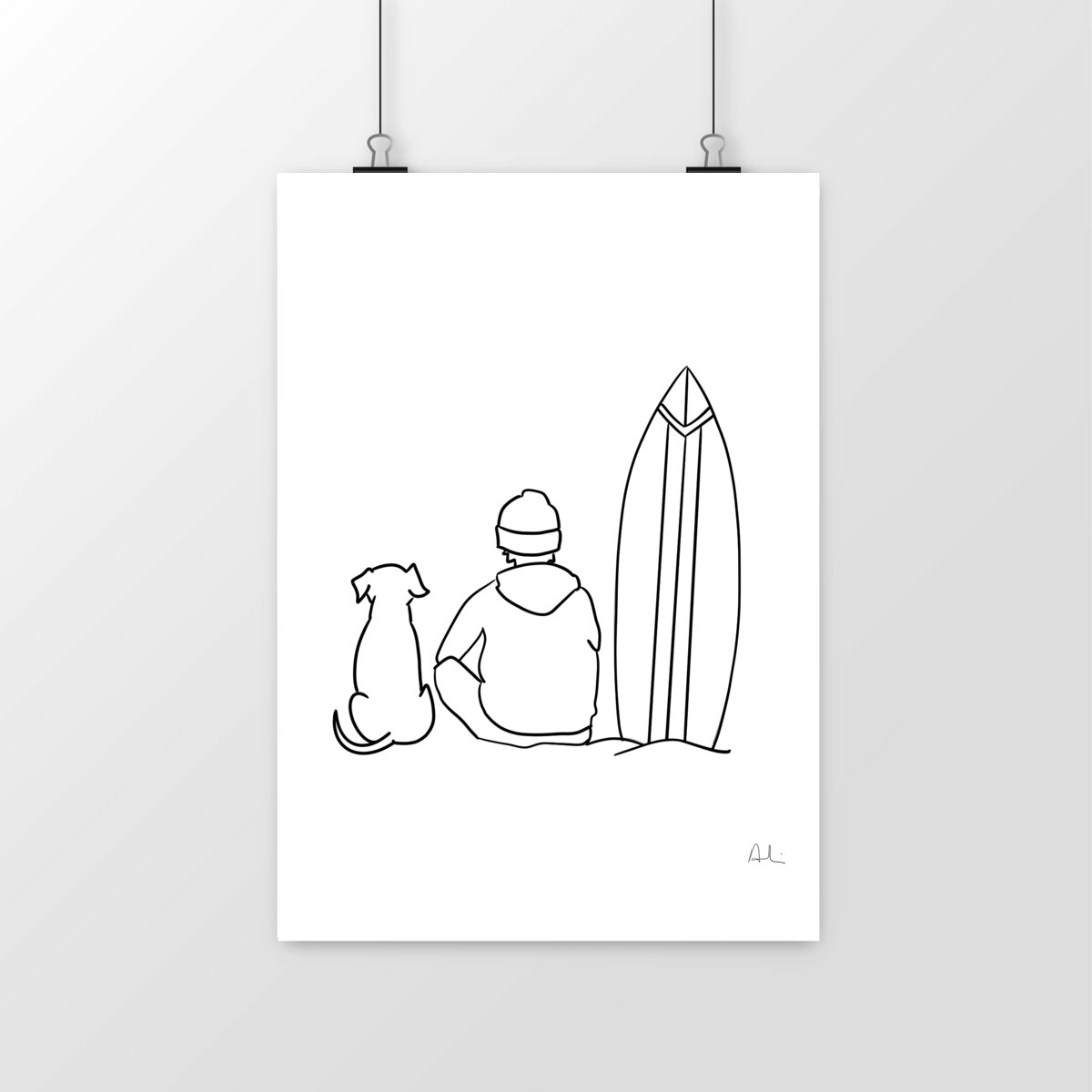 Seated with Dog and Board - portrait