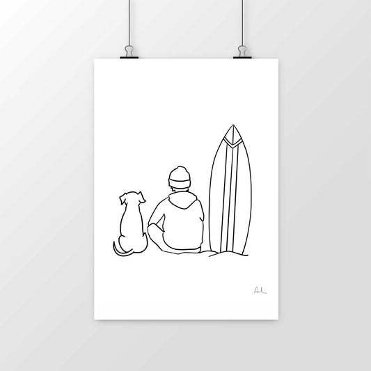 Seated with Dog and Board - portrait